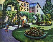 August Macke The Mackes' Garden at Bonn oil on canvas